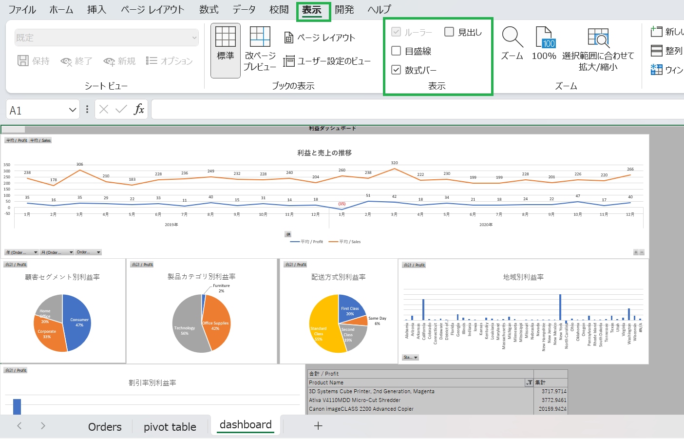 Excel活用法(3) ダッシュボード型レポートの作成