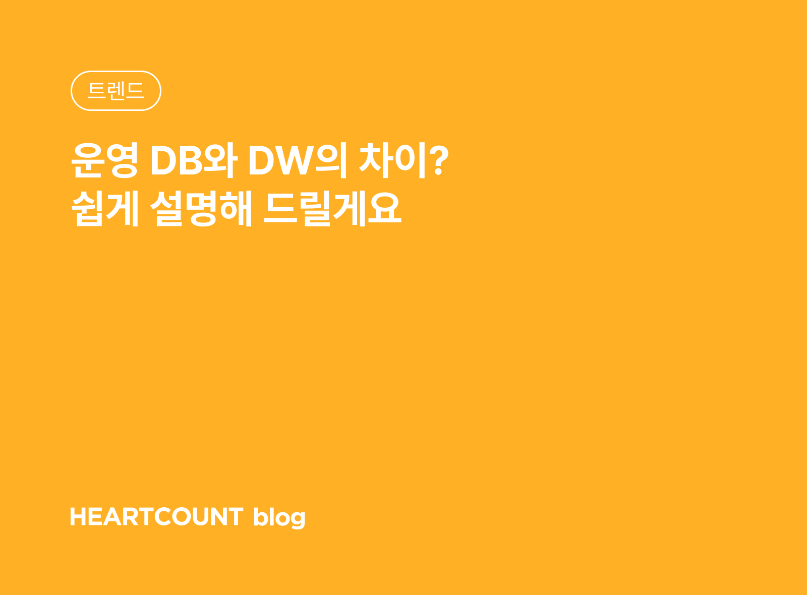 운영 DB와 DW의 차이? 쉽게 설명해 드릴게요